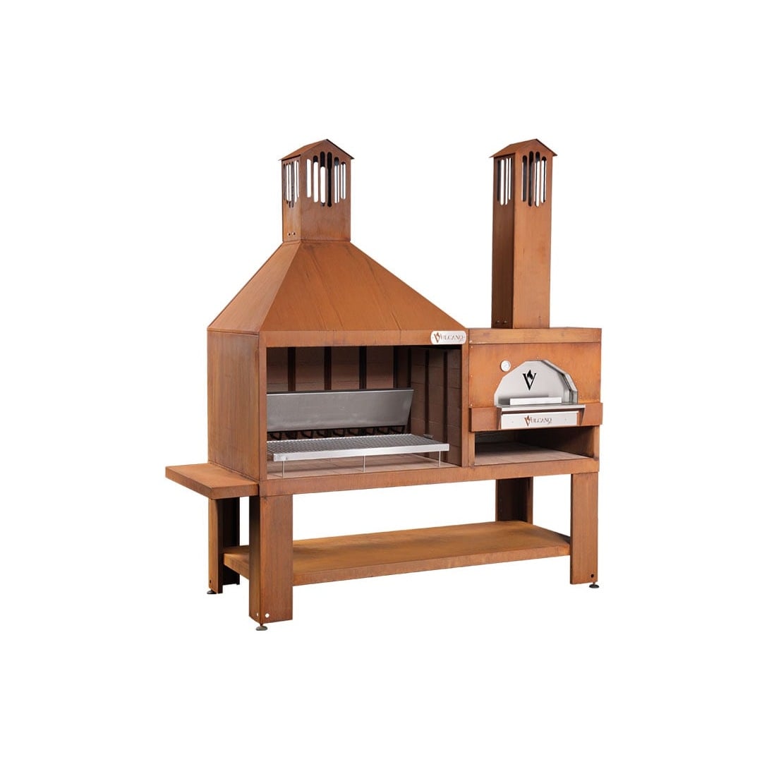 42931 combinato corten vulcano fire featured 1×1 Combinato Corten Vulcano Fire con caminetto e forno pizza in formato quadrato