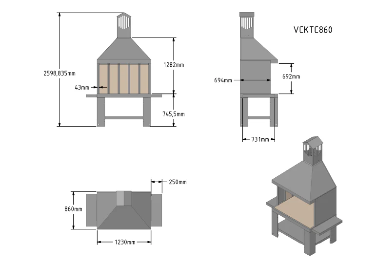 Caminetto_SerieT_VCKT860_schema_bieffe Schema tecnico Caminetto Serie T Grande VCKT860