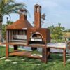 Combinato Corten Vulcano Fire ambientato in giardino