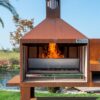 Combinato Corten Vulcano Fire con forno pizza e piano di lavoro laterale