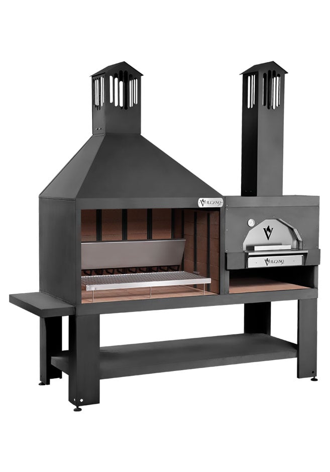 Combinato Nero con caminetto e forno pizza