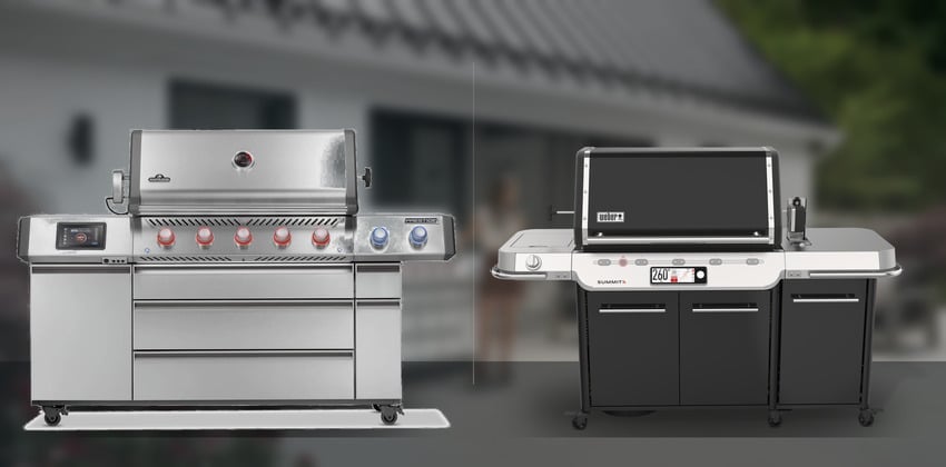 Napoleon Prestige PRO 665 Elite e Weber Summit FS38X a confronto in una cucina outdoor
